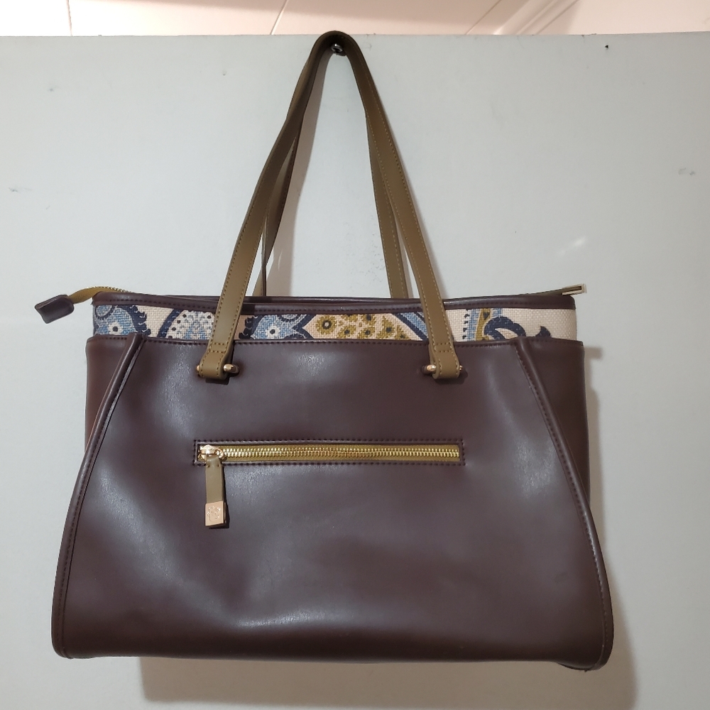 Spartina brown leather purse floral design